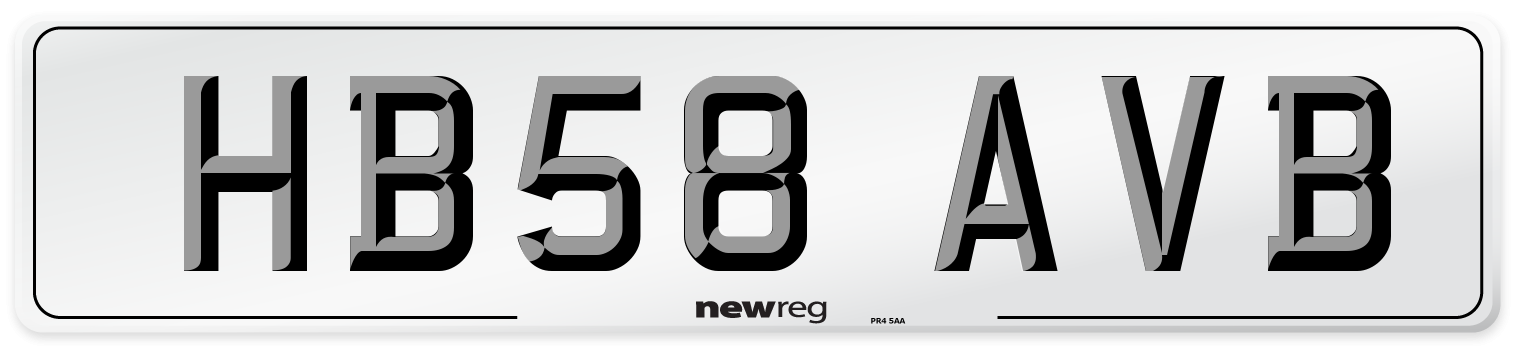 HB58 AVB Number Plate from New Reg